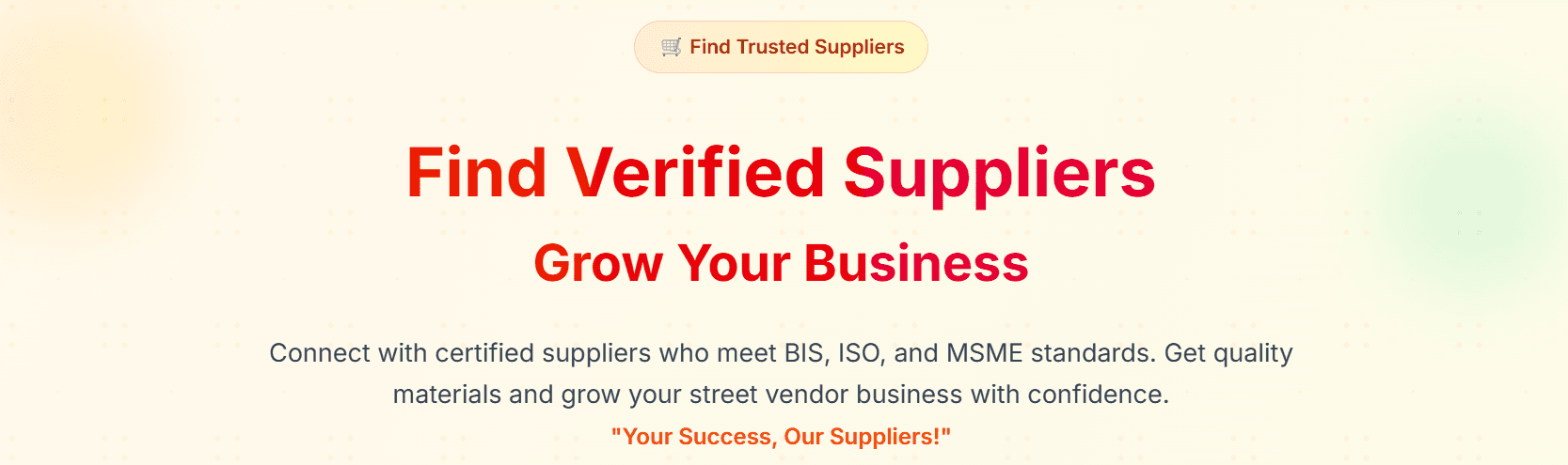 Vendor to Supplier Platform